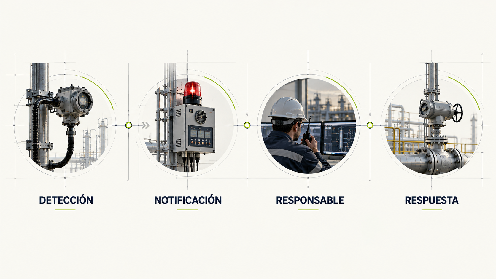 Secuencia de detección notificación responsable y respuesta durante periodos de baja ocupación industrial
