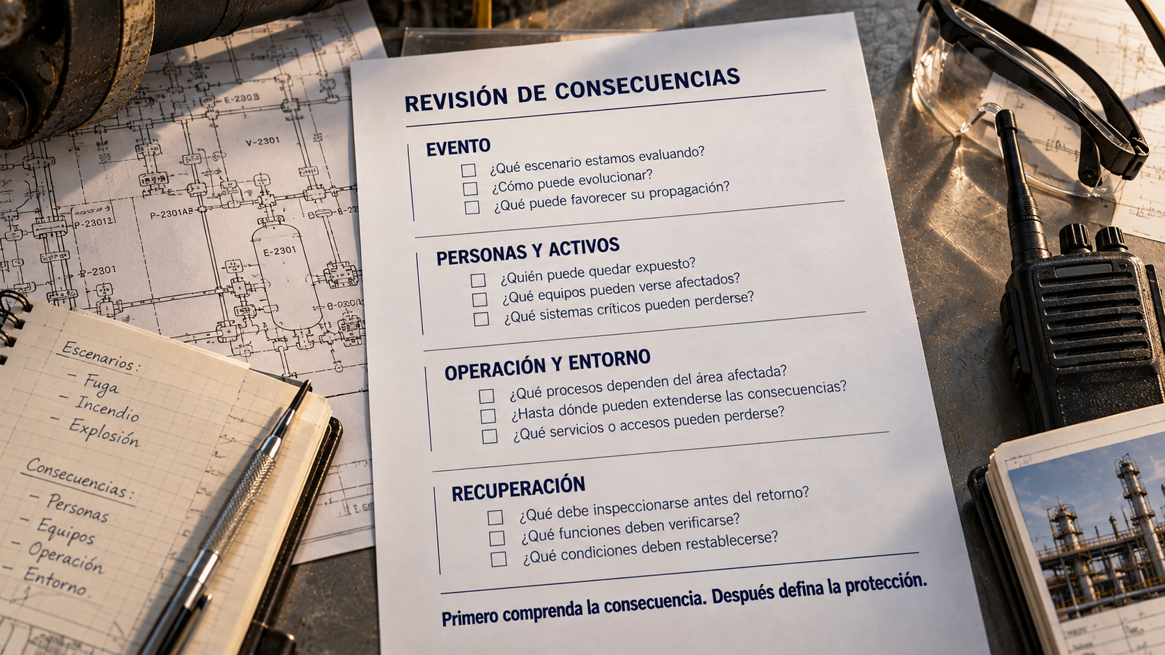Checklist para evaluar consecuencias de incendios y explosiones industriales