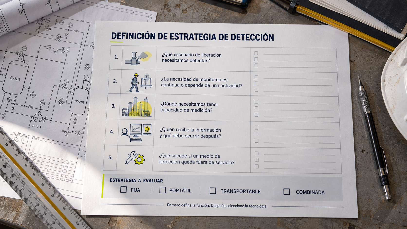 Checklist para definir una estrategia de detección de gas industrial