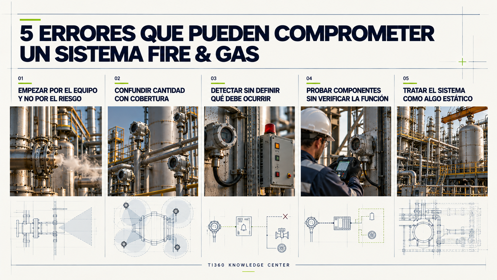 Cinco errores que pueden comprometer un sistema Fire & Gas relacionados con riesgo, cobertura, respuesta, verificación y evolución