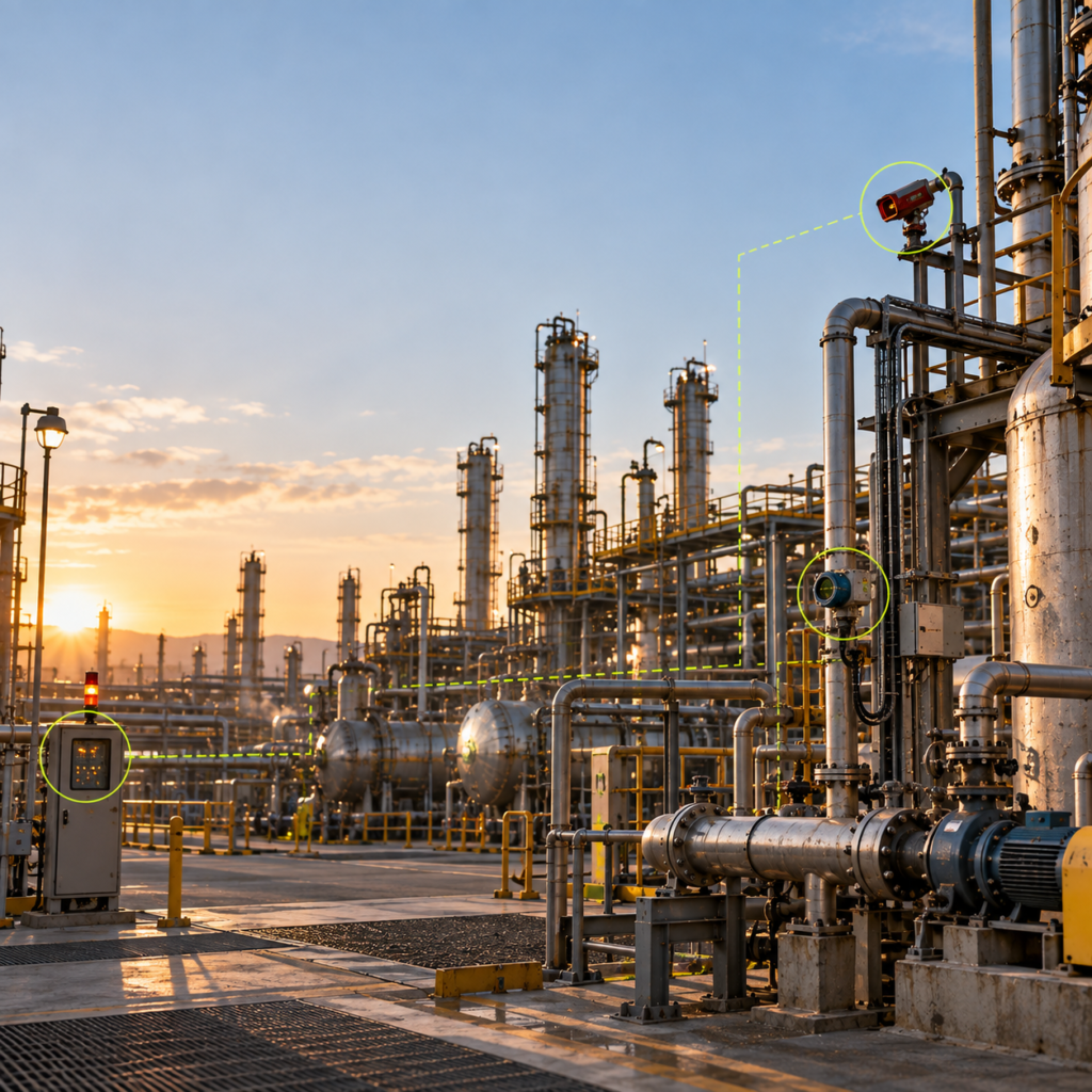Sistema de detección de gas y fuego integrado en una planta industrial